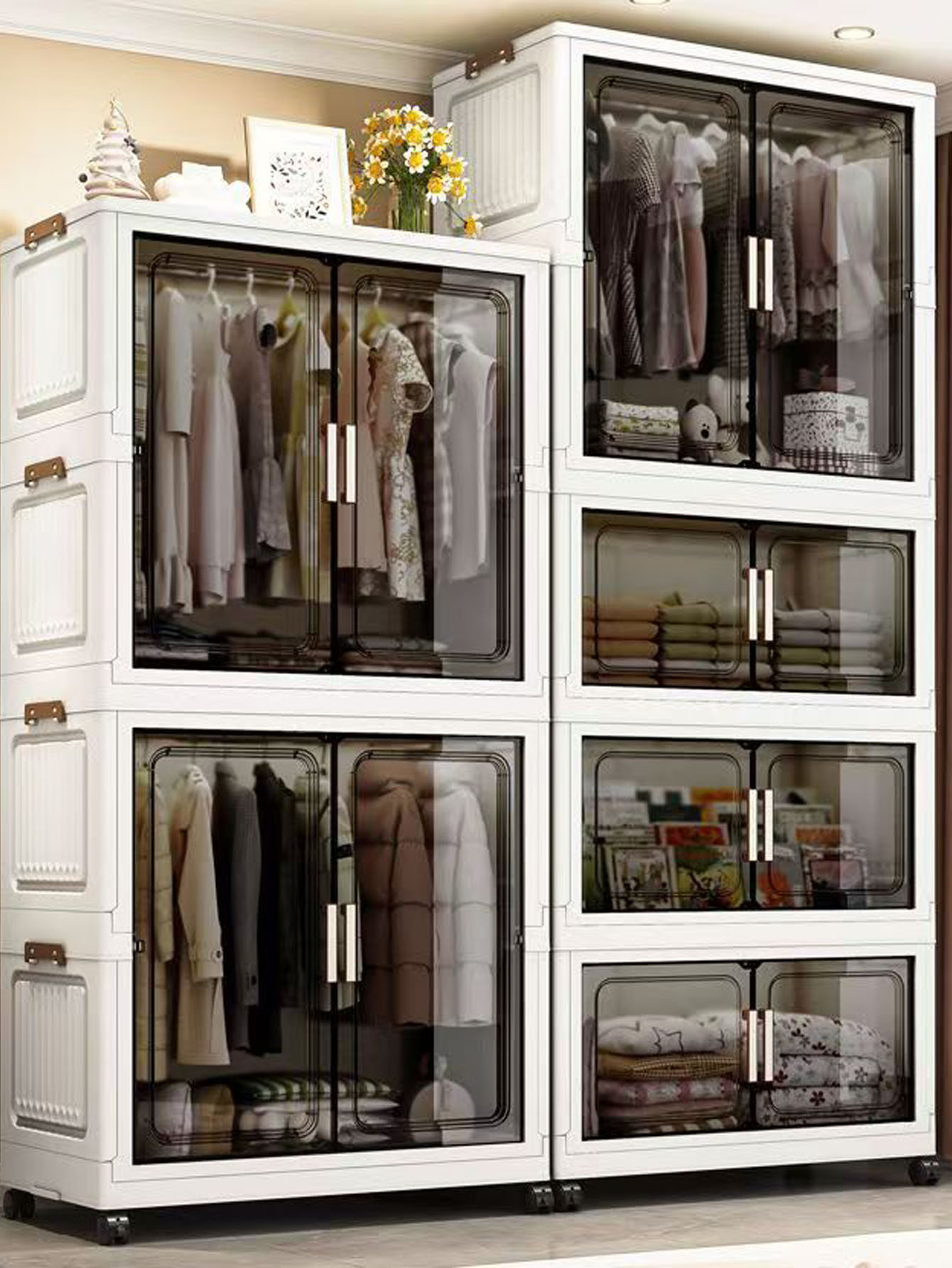 Baby Clothing Cupboard - Verdikte opvouwbare opbergkast Babykast Kinderkast Plastic