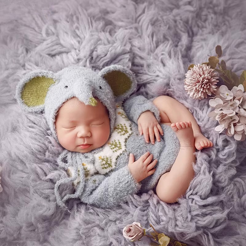 Baby Clothing Elephant - Pasgeboren fotografie rekwisieten schattige olifant achtergrond