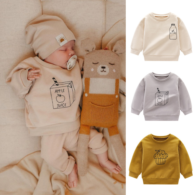 Baby Clothing Organic Cotton - Baby Fashion Sweatshirts O-hals Melk Print