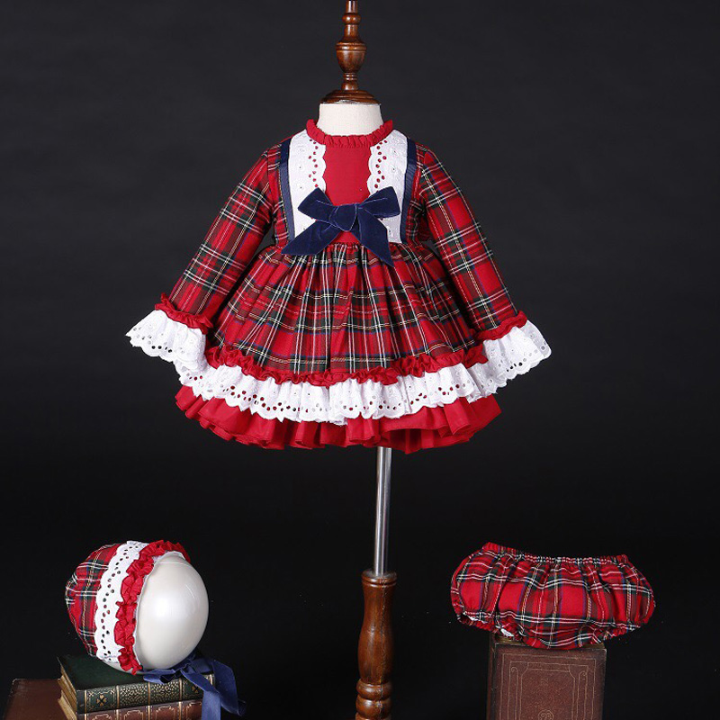 Baby Clothing On Sale - Babymeisje Herfst Winter Kerst Rode Plaid